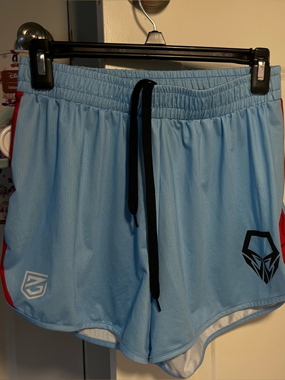 Juniors large Sports shorts blue and red